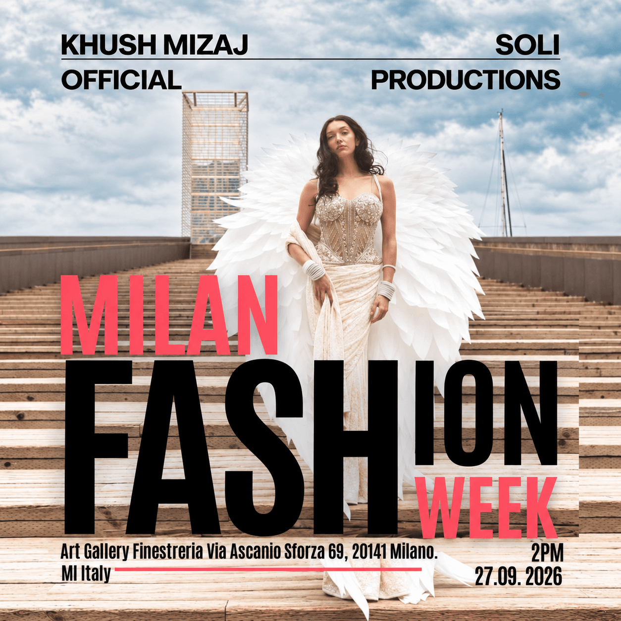 Milan Fashion Week, Khush Mizaj Official e Soli Productions, 27 settembre 2026 da Art Gallery Finestreria