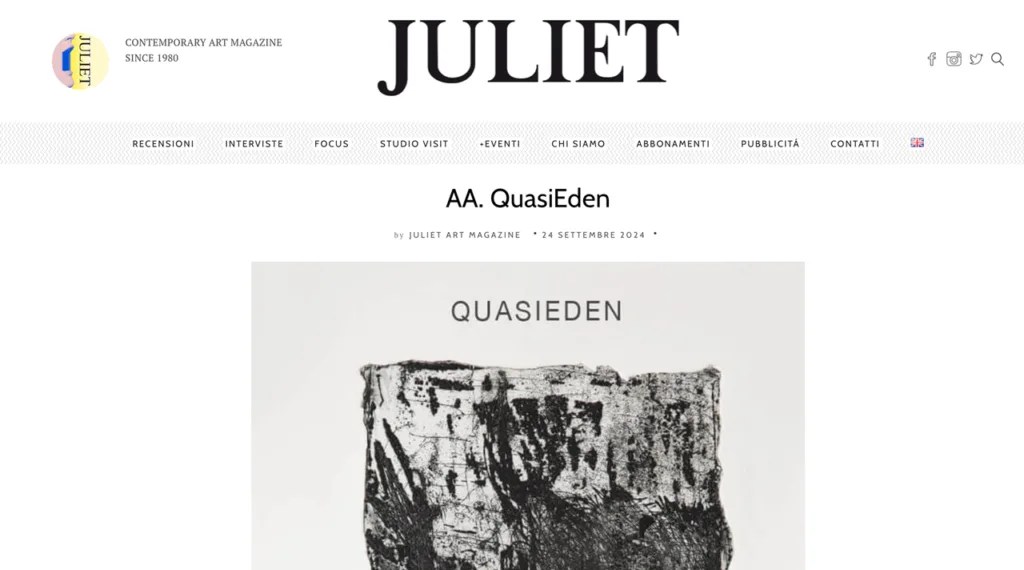 Juliet Art Magazine: AA. QuasiEden