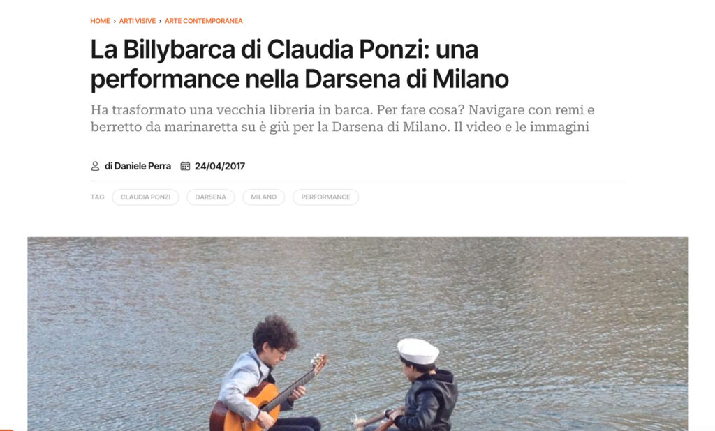 Artribune: Billy Barca: Claudia Ponzi e la performance in Darsena