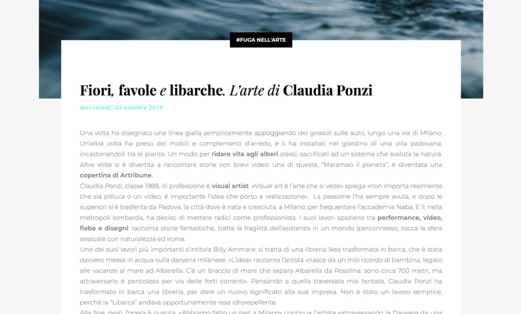 PS Online: Fiori, favole e libarche: l’arte di Claudia Ponzi