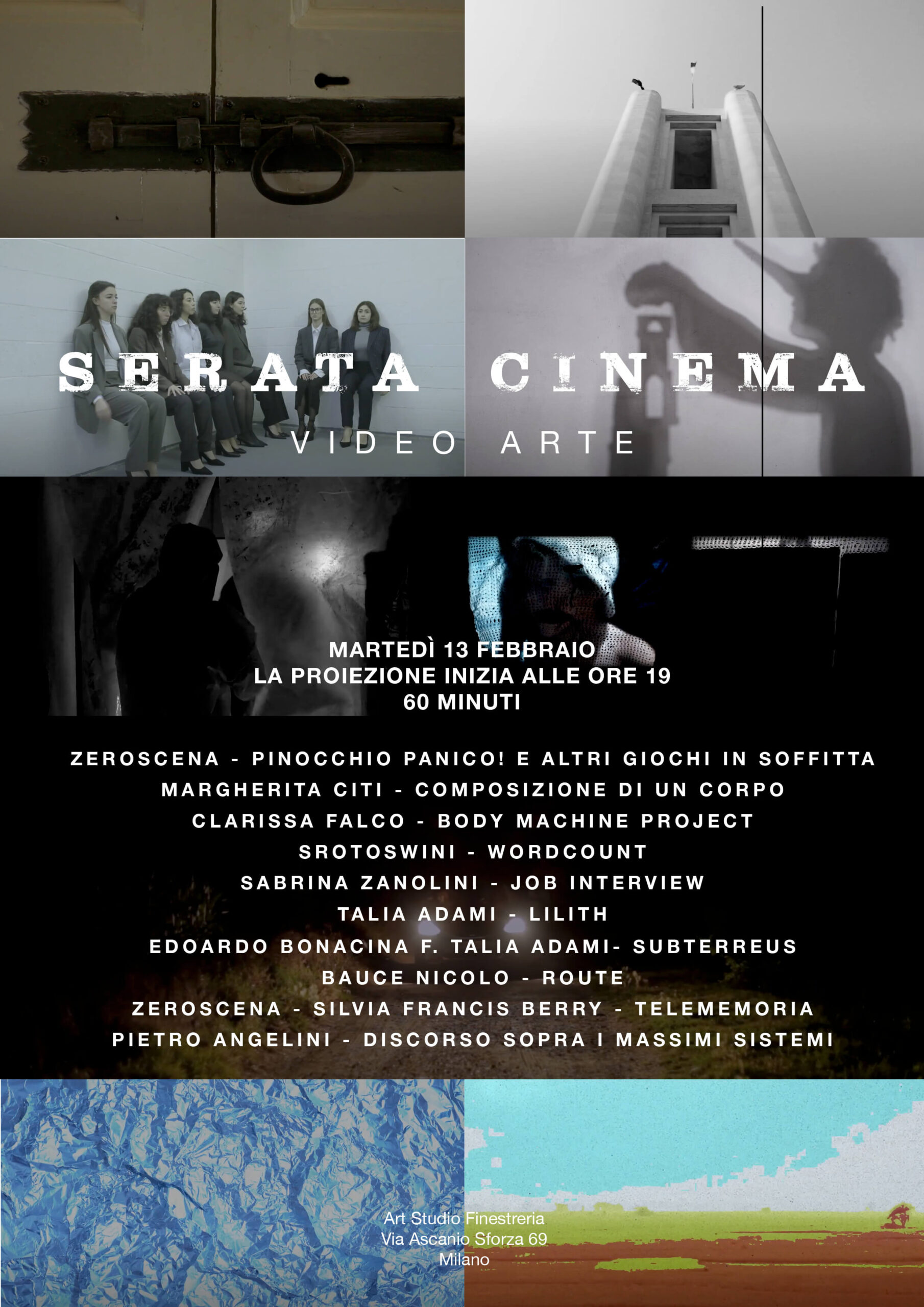 Due serate cinema: videoarte e cortometraggi 13 febbraio e il 27 febbraio h19. A Milano presso la Galleria Finestreria